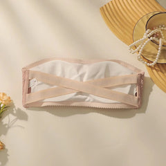 Pink Strapless Lace Bra
