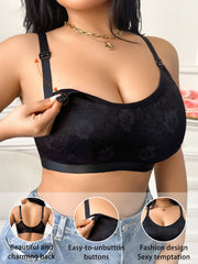 Plus Size 1XL-4XLBlack Comfortable Maternity Nursing Bra