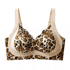 Plus Size 34-46 Leopard Print Wire-Free Bra