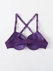 Purple strip steel support brassiere sexy cross back Bra