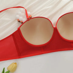 Red Glitter Push Up Longline Bra