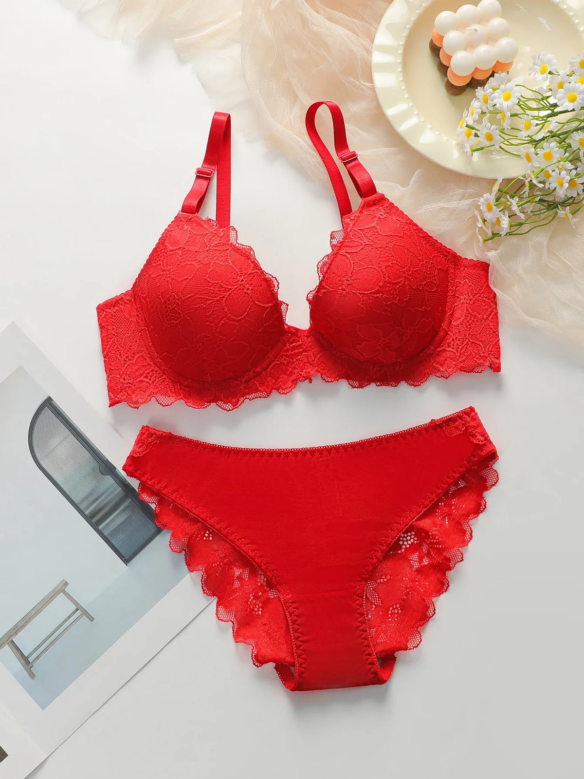 Red Lace Underwire Bra