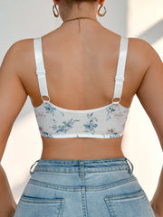 S-XXL Floral Print Lace Bra