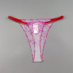 Seamless Embroidered Floral Mesh Thong