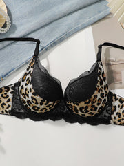 Sexy Leopard Print Lace Underwire Bra