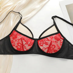 Sexy Red Lace Underwire Unpadded Bra