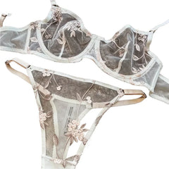 Sheer Lace Embroidery Bra