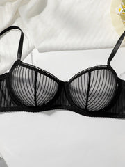 Sheer Mesh Lace Unpadded Underwire Push Up Bra