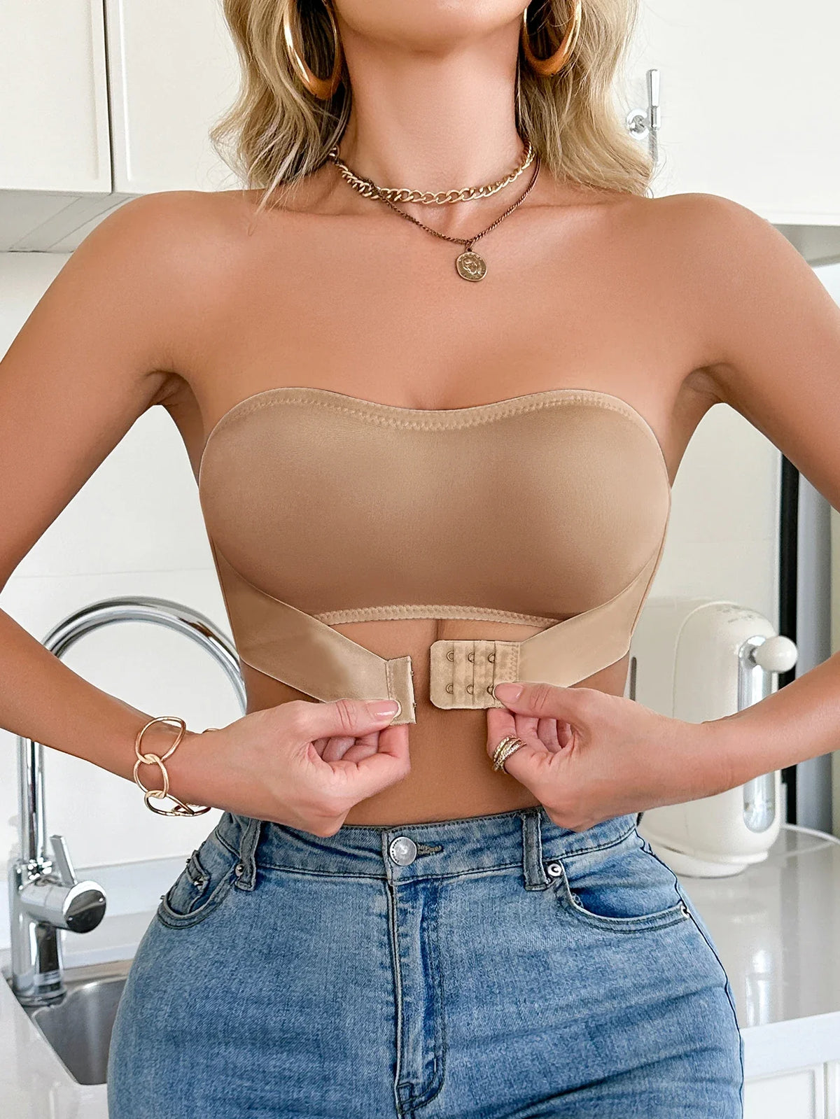 Summer Solid Strapless Wireless Women Bra