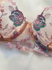 Sweet Pastel Pink Embroidered Ladies' Bra