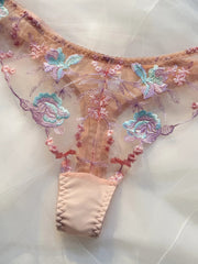 Sweet Pastel Pink Embroidered Ladies' Bra