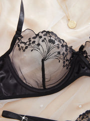 Valentine's Day Ladies Black Forest Wave Lace Sexy Underwear