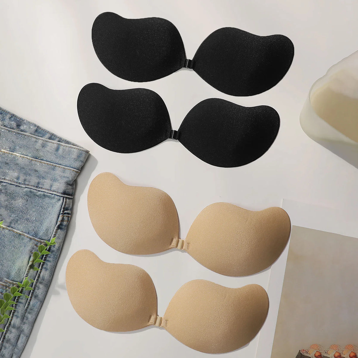 Viomisha 4PCS Mango Shape Nipple Covers Reusable Adhesive Breast Pasties Invisible Sticky Bras