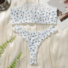 White Floral Strapless Bralette
