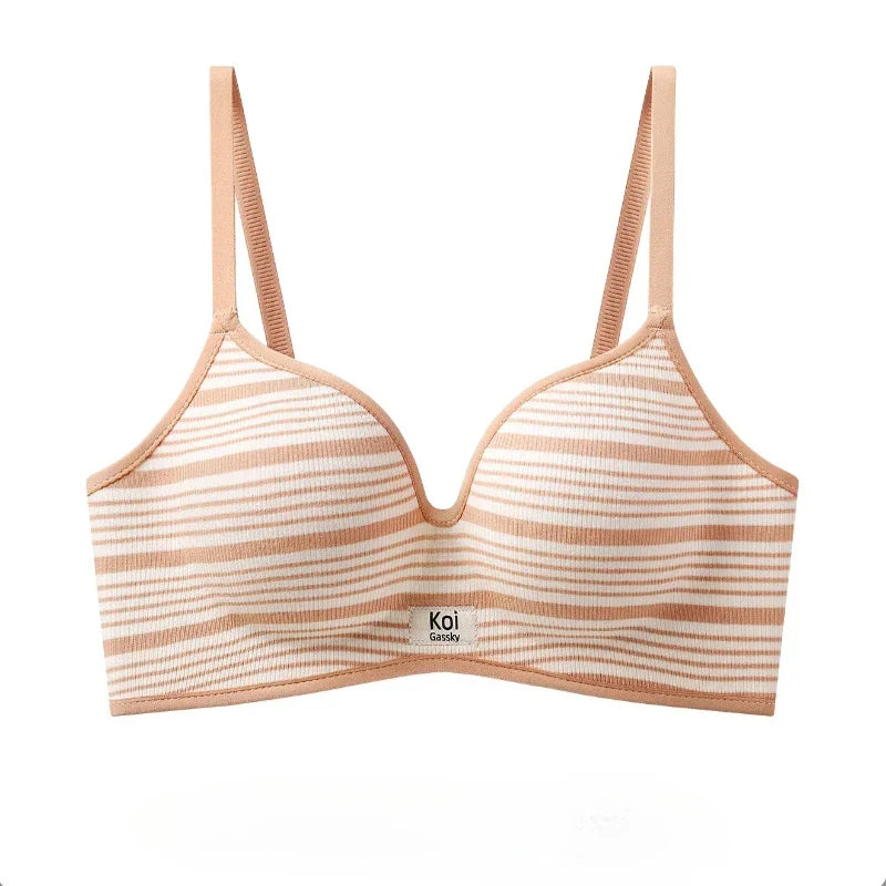 Women British Style Striped Seamless Bra