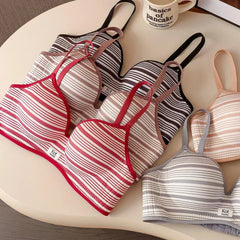Women British Style Striped Seamless Bra