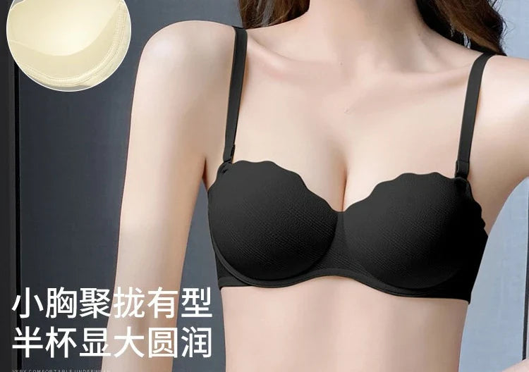 Women Elegant French Lace Half Cup Bra