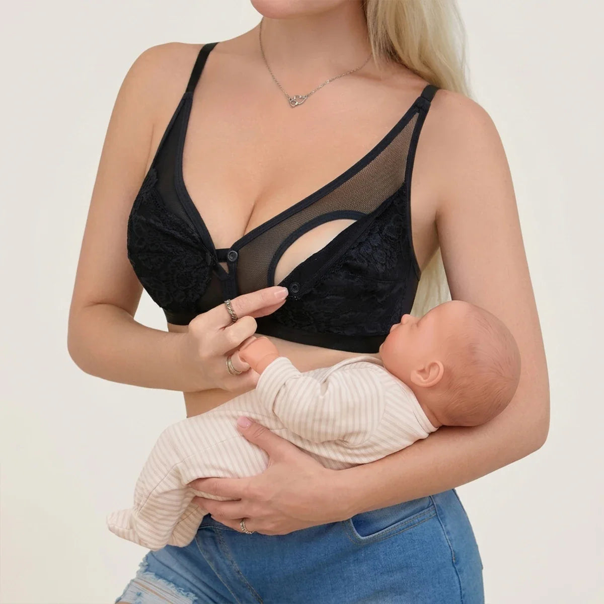Women Lace Hands Free Pumping Bra