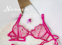 Women Sexy Lace Embroidered Ultra Thin Sheer Unpadded Underwire Push Up Bra