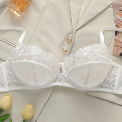 Women Sexy White Lace Underwire Bra