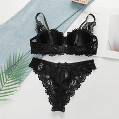 Women's Black Lace Underwire Push Up Bra