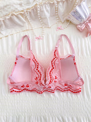 Women's Lace Front Closure Push Up Bra