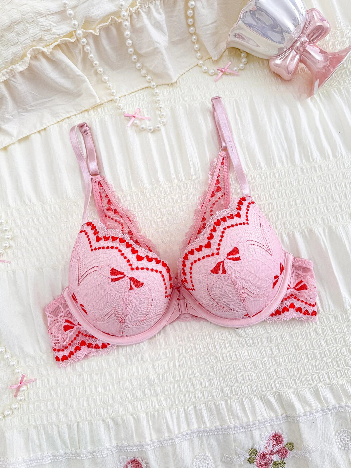 Women's Lace Front Closure Push Up Bra