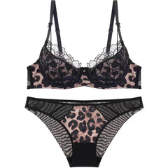 Women's Leopard Print Lace Push Up lingerie