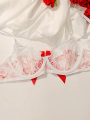 Women's Sexy Embroidered Floral Butterfly Knot Bra