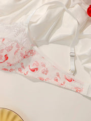 Women's Sexy Embroidered Floral Butterfly Knot Bra