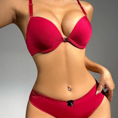 Women's Sexy Lace Set With Butterfly Design At the Back and The Front Closure Bra