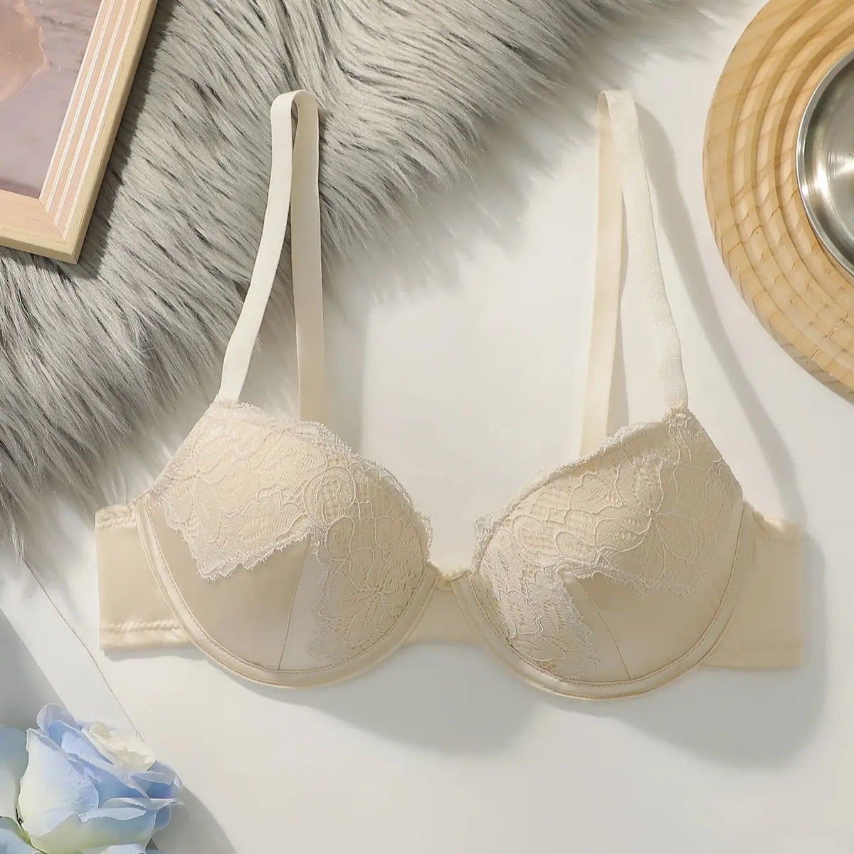 Women's Solid Color Lace Underwire Bra
