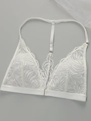 Women's sexy front button lace flower Bra