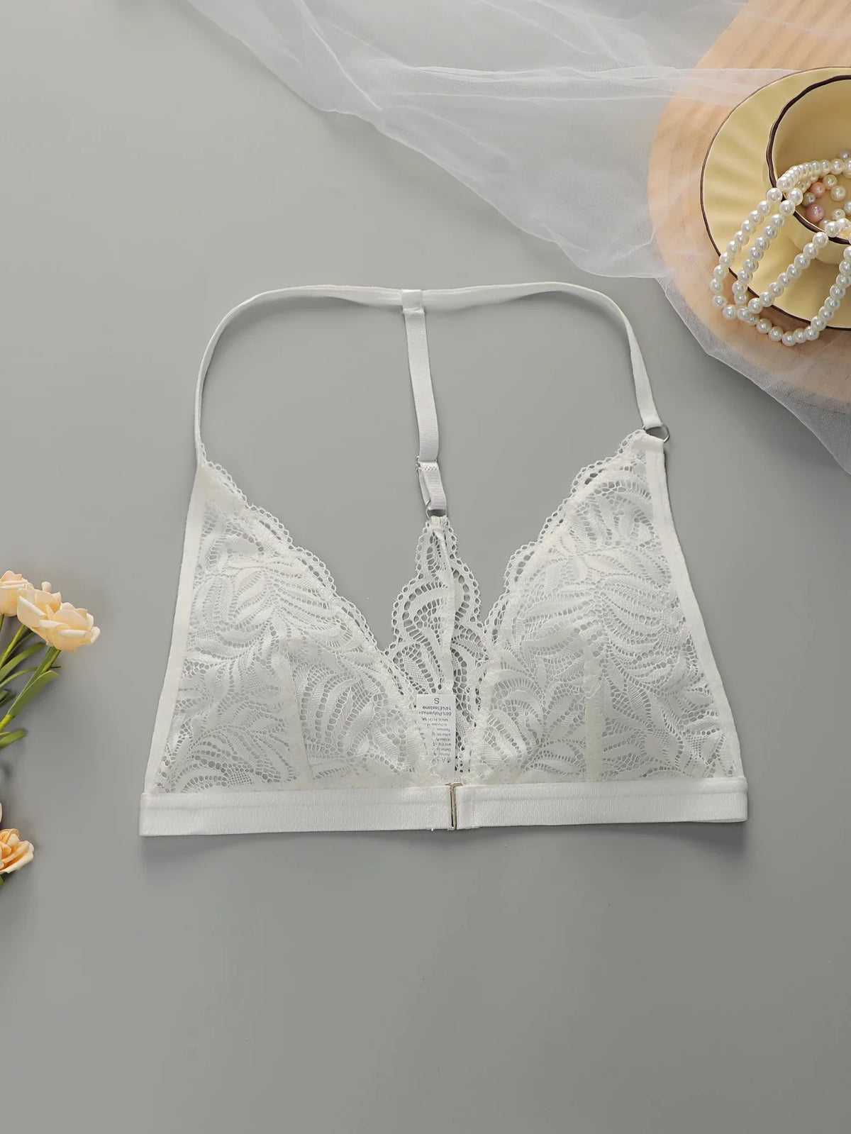 Women's sexy front button lace flower Bra