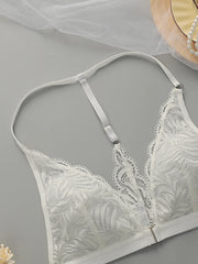 Women's sexy front button lace flower Bra