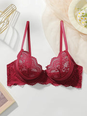 Women's sexy lace with steel ring gathering push up comfortable shoulder strap adjustable comfortable close fitting Bra