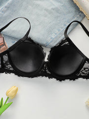Women's sexy plaid patchwork lace Bra