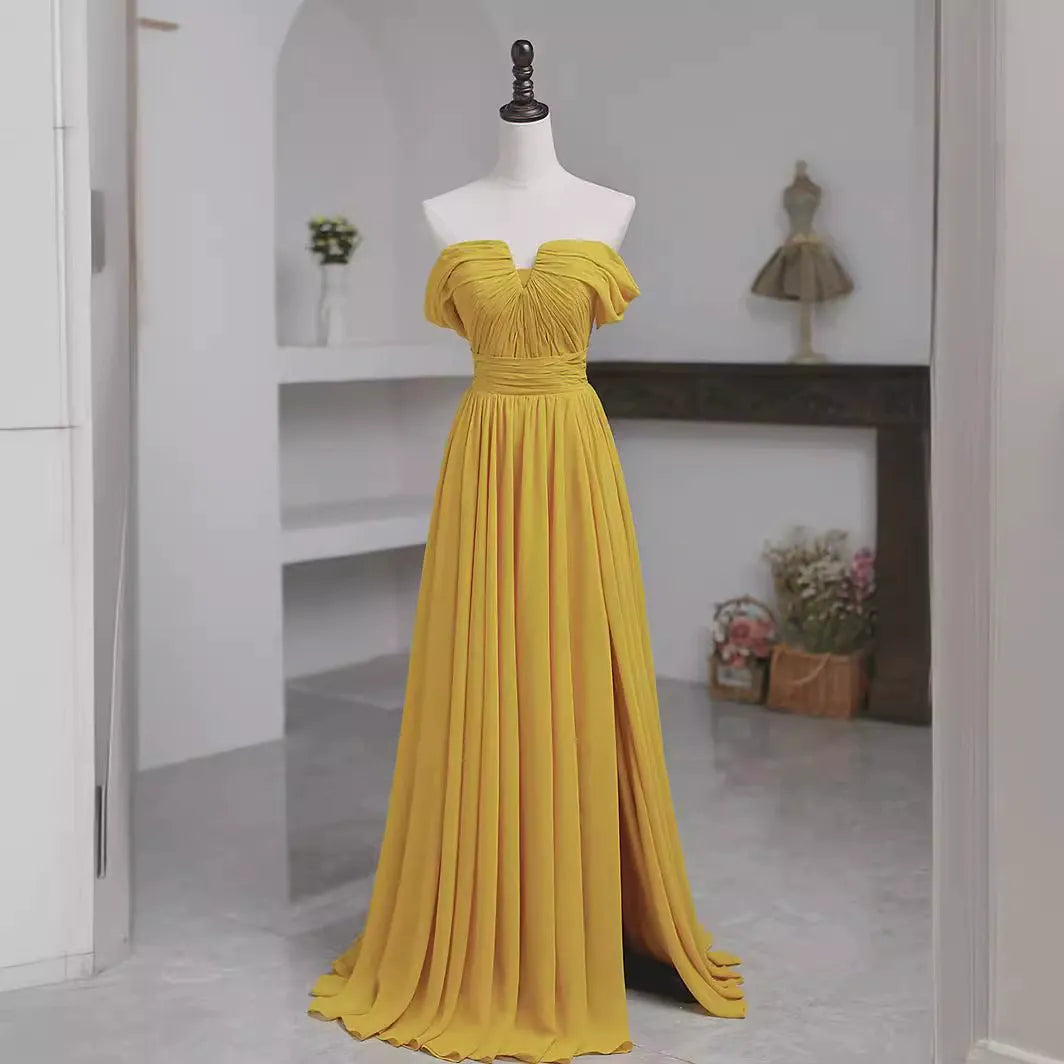 Fold Detailed Maxi Evening Dress Gown